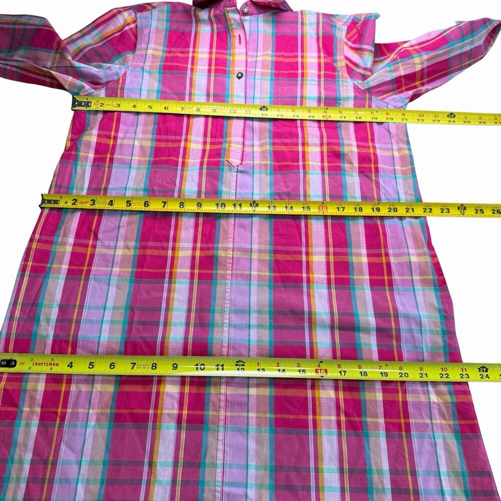 Ellen Orton Plaid Shirt Dress Pink M 74233 Preppy Prep Coastal Beach Colorful - Picture 7 of 13